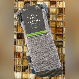 NWT Alpine Design Men's Merino Wool Hiking Crew Socks~Large~Gray~2 Pair~$18
